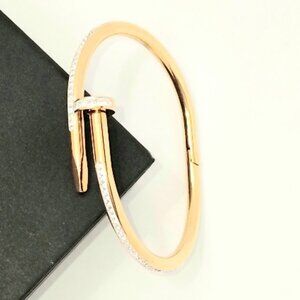 💎18k Gold Plated Nail Bracelet with Cubic Zirconia 316L Steel Trendy jewelry